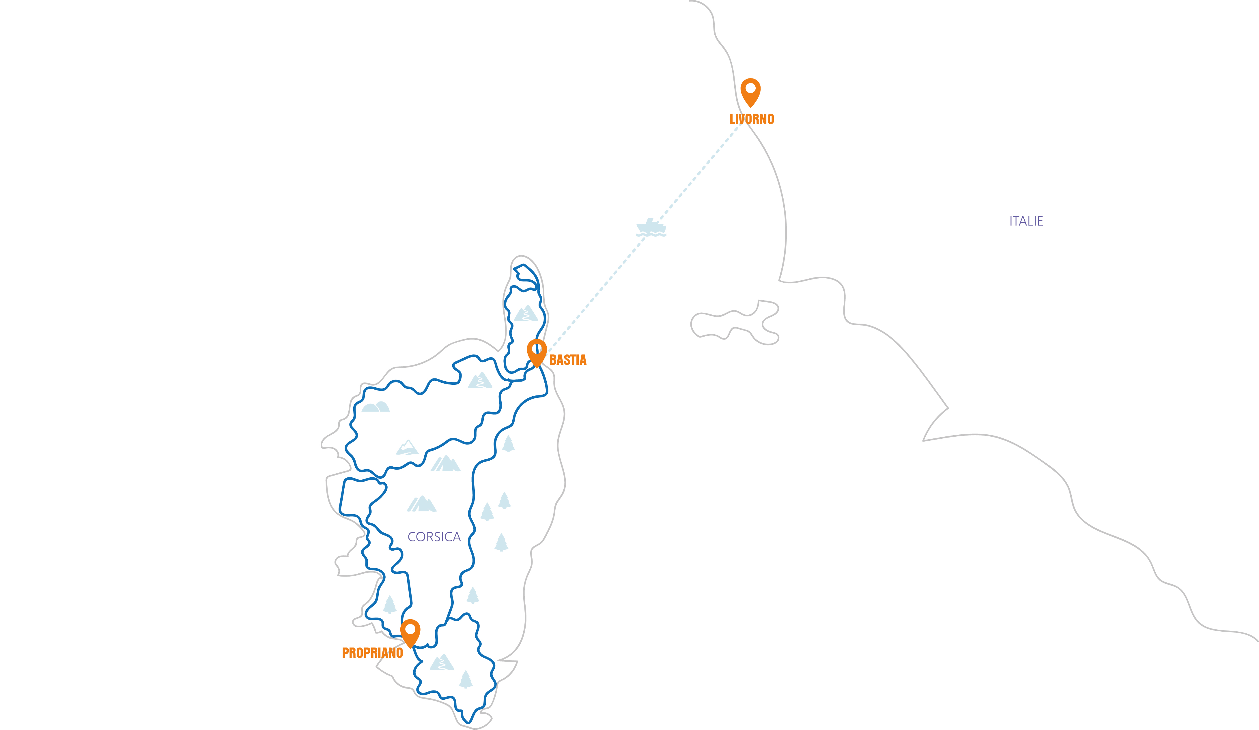 Frankrijk - Corsica Routekaart 