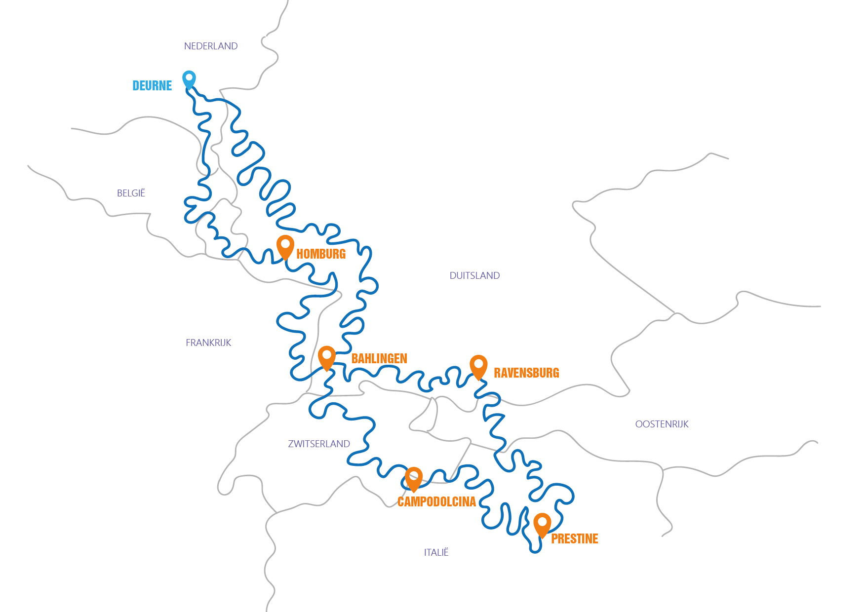 Europa - Supertour #1 Routekaart 